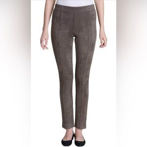 Andrew Marc Women's Brown Soft Stretch Faux Suede Size M, Pull On Pants